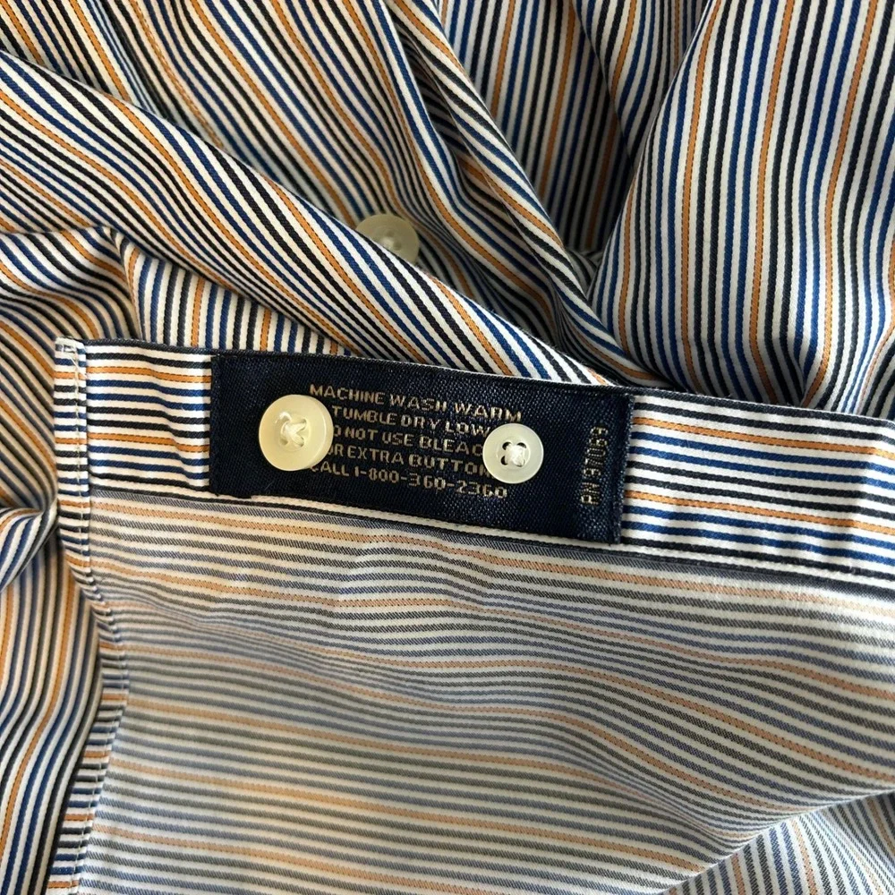 Scott Barber Button Down Shirt Mens XXL‎ Blue Orange Striped Long Sleeve Cotton - Picture 7 of 7